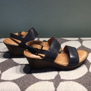 Born leather wedge sandals